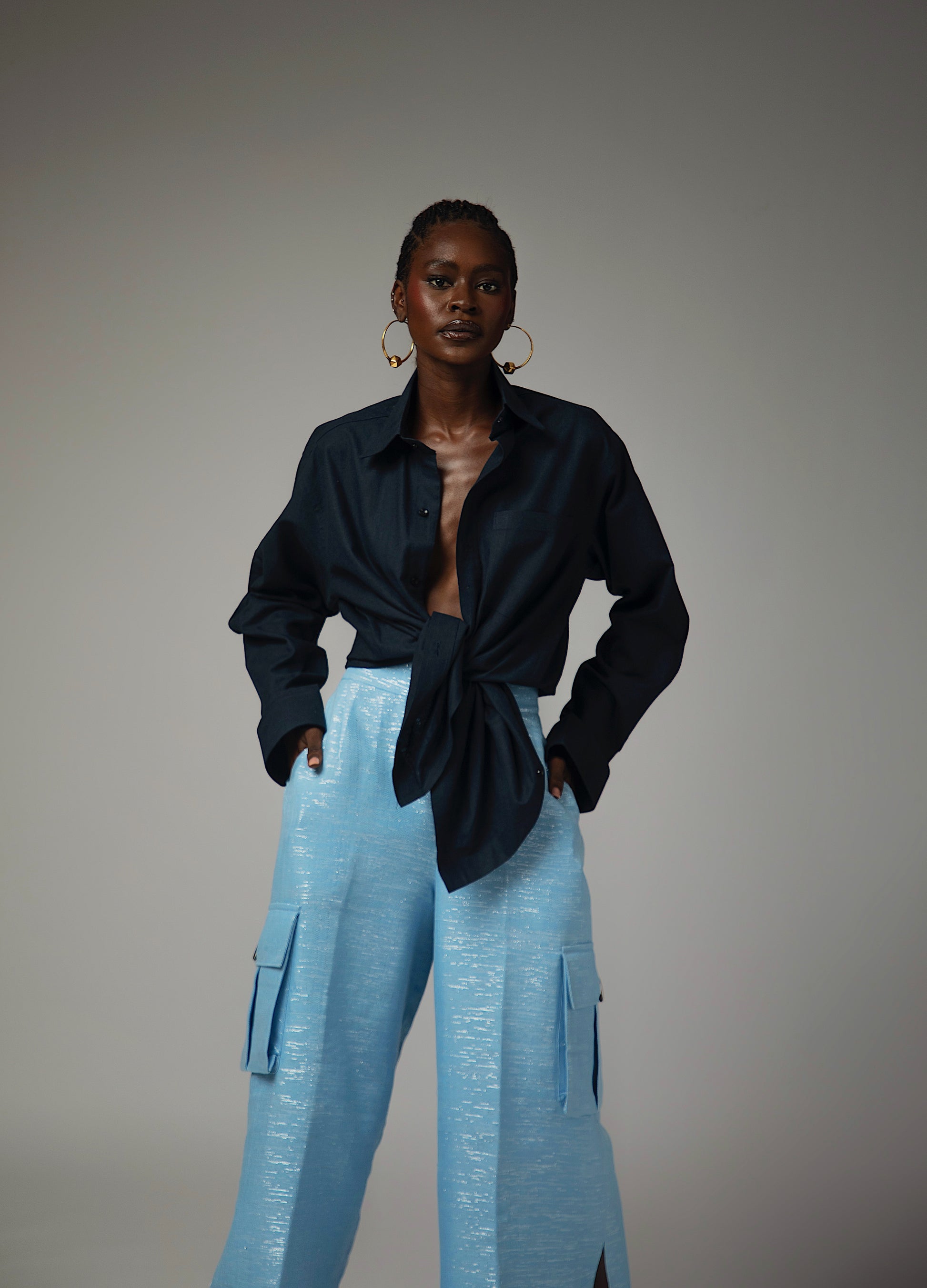 Navy Linen shirt and Eko pants