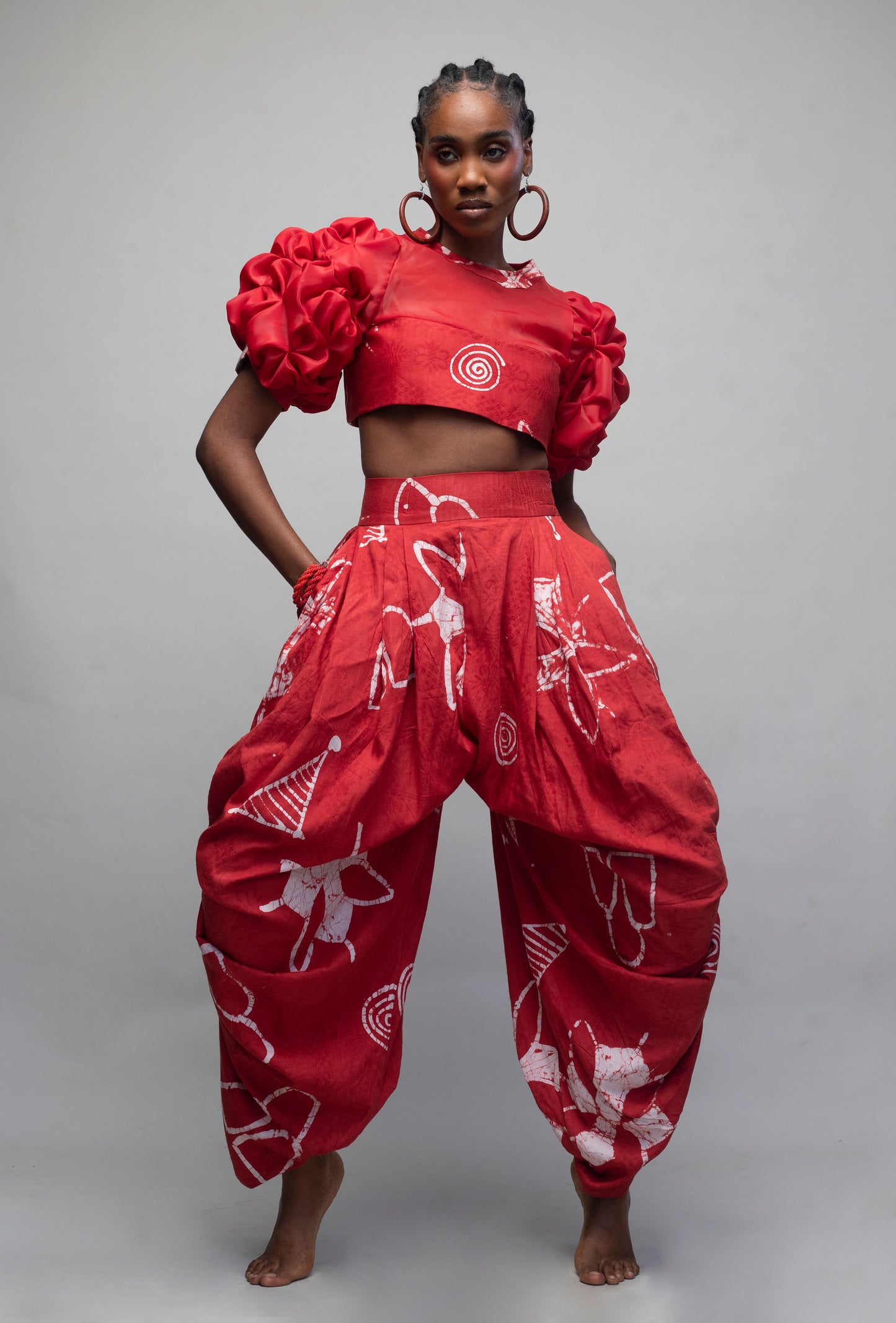 Ose Crop Top and  Harem Pants Set