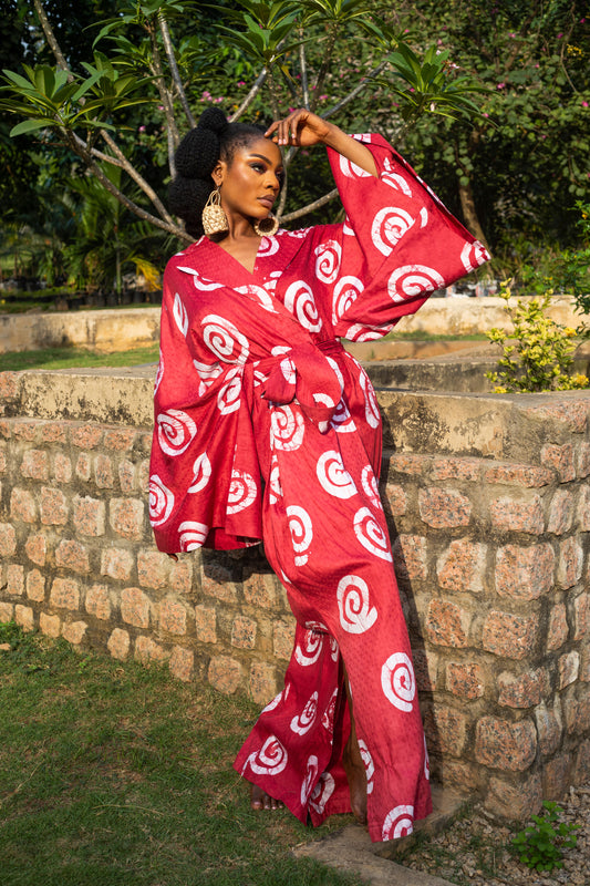 Red Spring Maxi Kimono