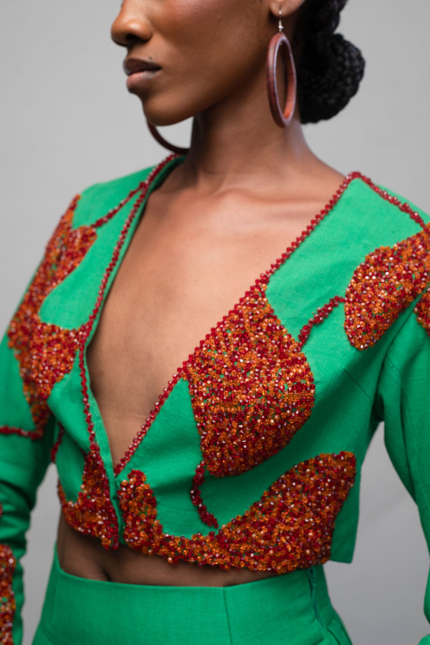 Otu Green Crop Jacket and Pant set