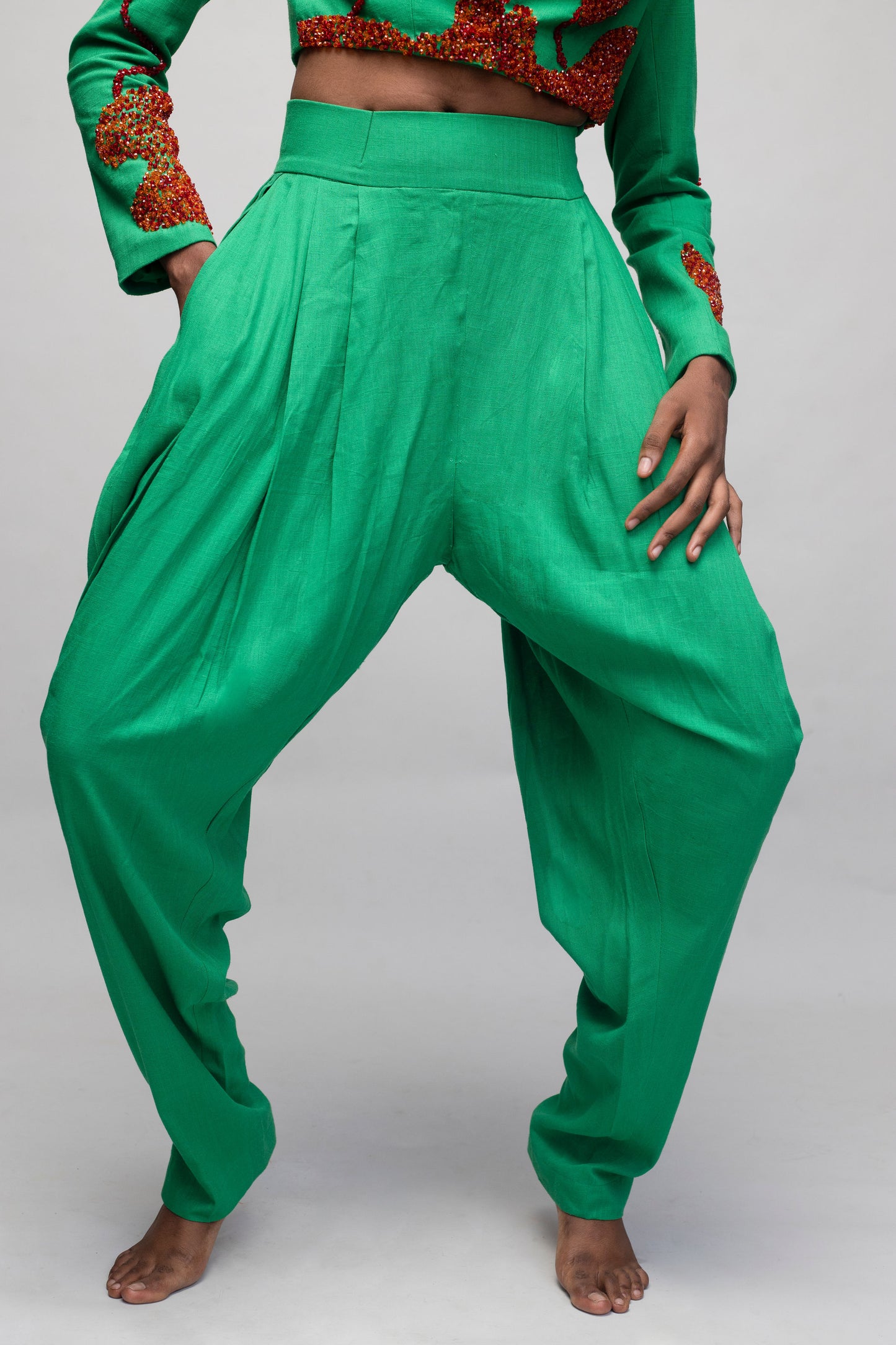 Otu Green Crop Jacket and Pant set