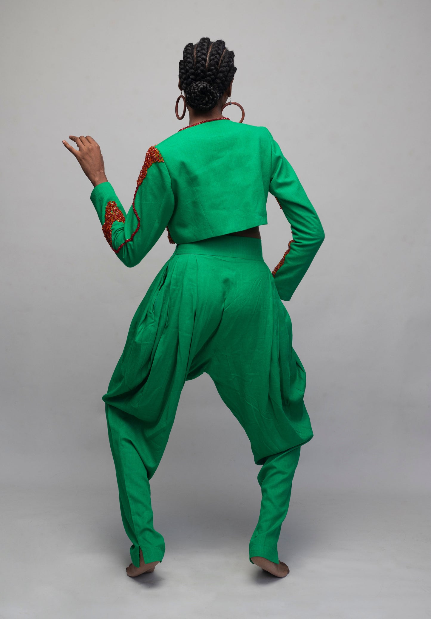 Otu Green Crop Jacket and Pant set