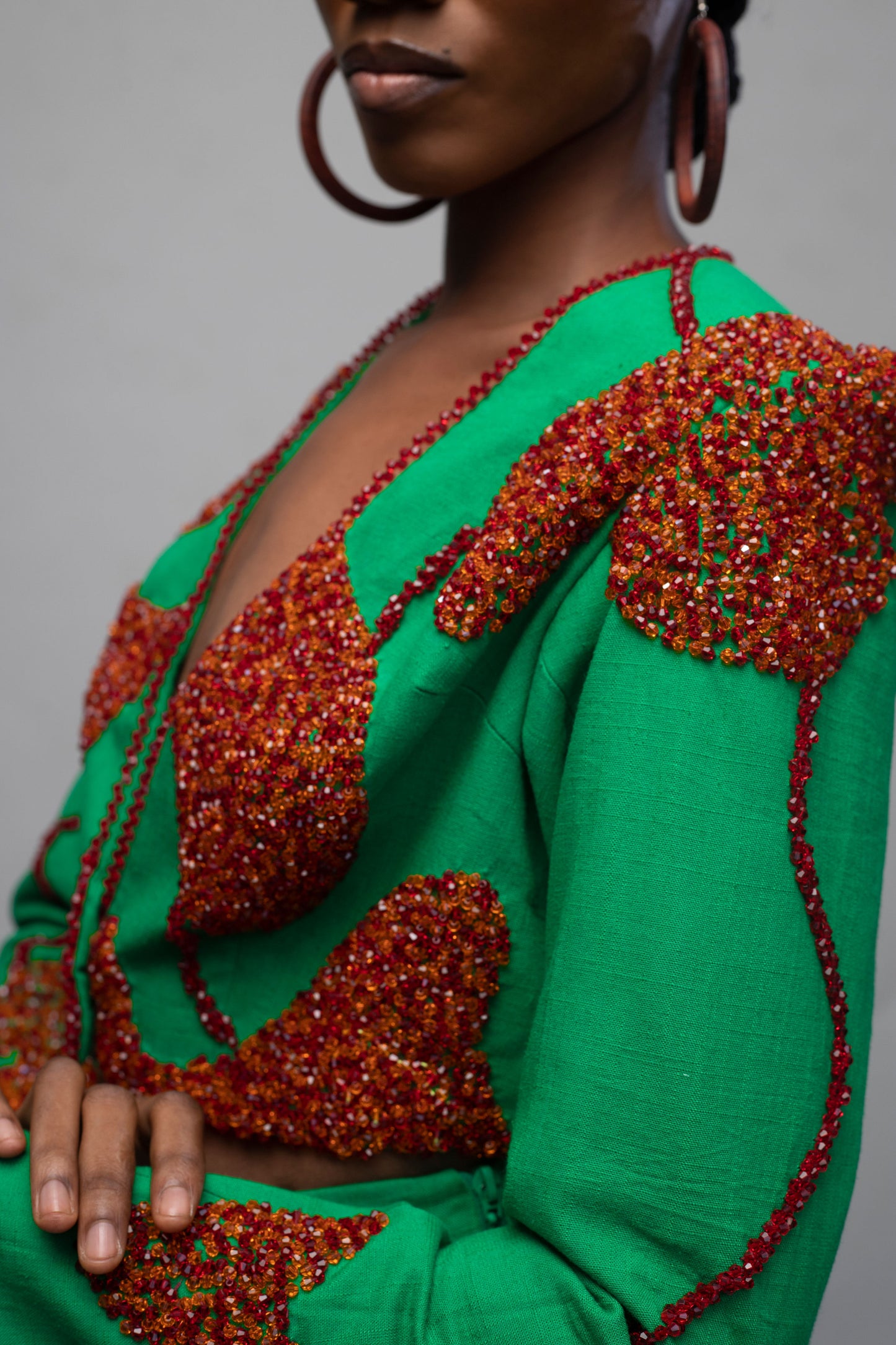 Otu Green Crop Jacket and Pant set