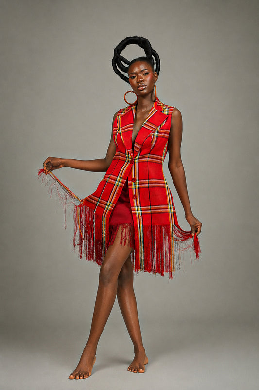 Nganga Armless Jacket and Skirt Set